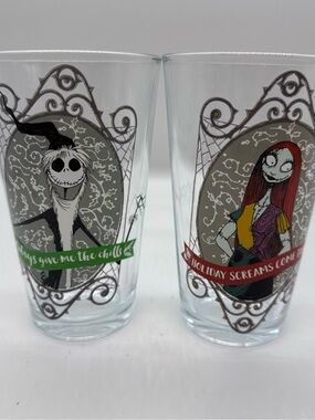 Disney Nightmare Before Christmas Character Pint Glasses - Red & Green Accents